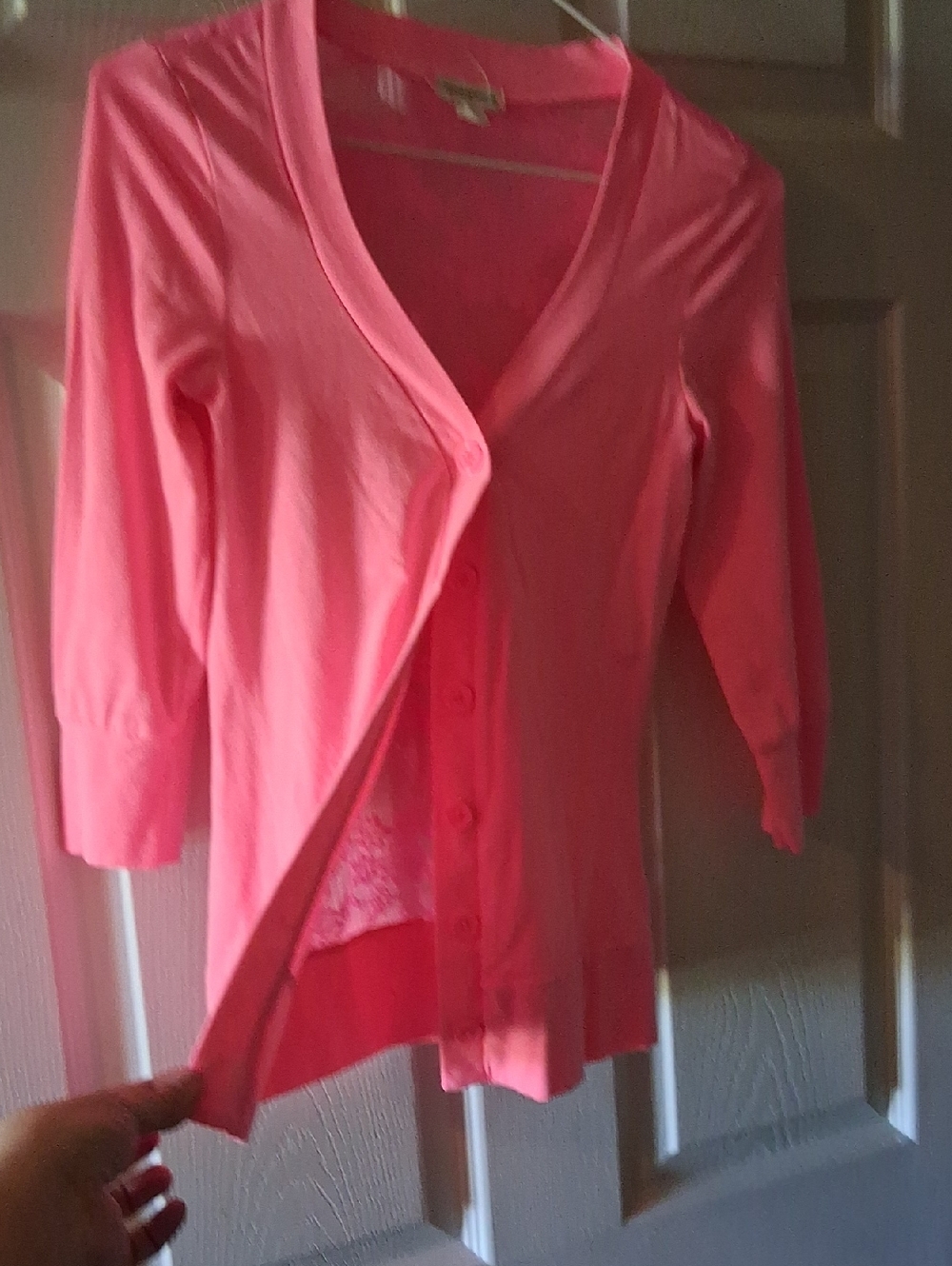 Zenana Outfitters Coral Lace Button Cardigan